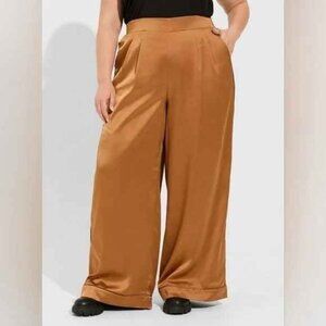 Torrid Wide Leg Streaky Satin High Rise Pants in Lion size 3X Reg NWT